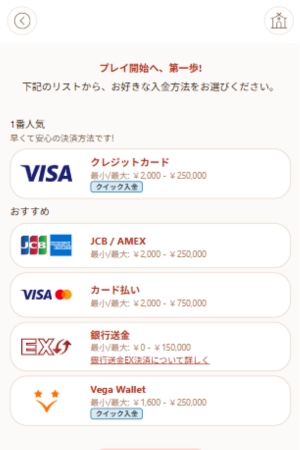 クレジットカード入金方法 オンラインカジノ